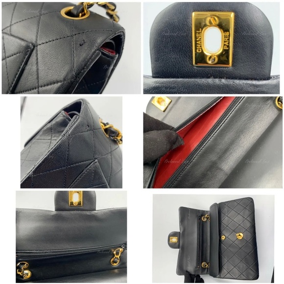 Authentic CHANEL Lambskin Small Classic Double Flap Bag Black/ Gold Hardware - Picture 8 of 12